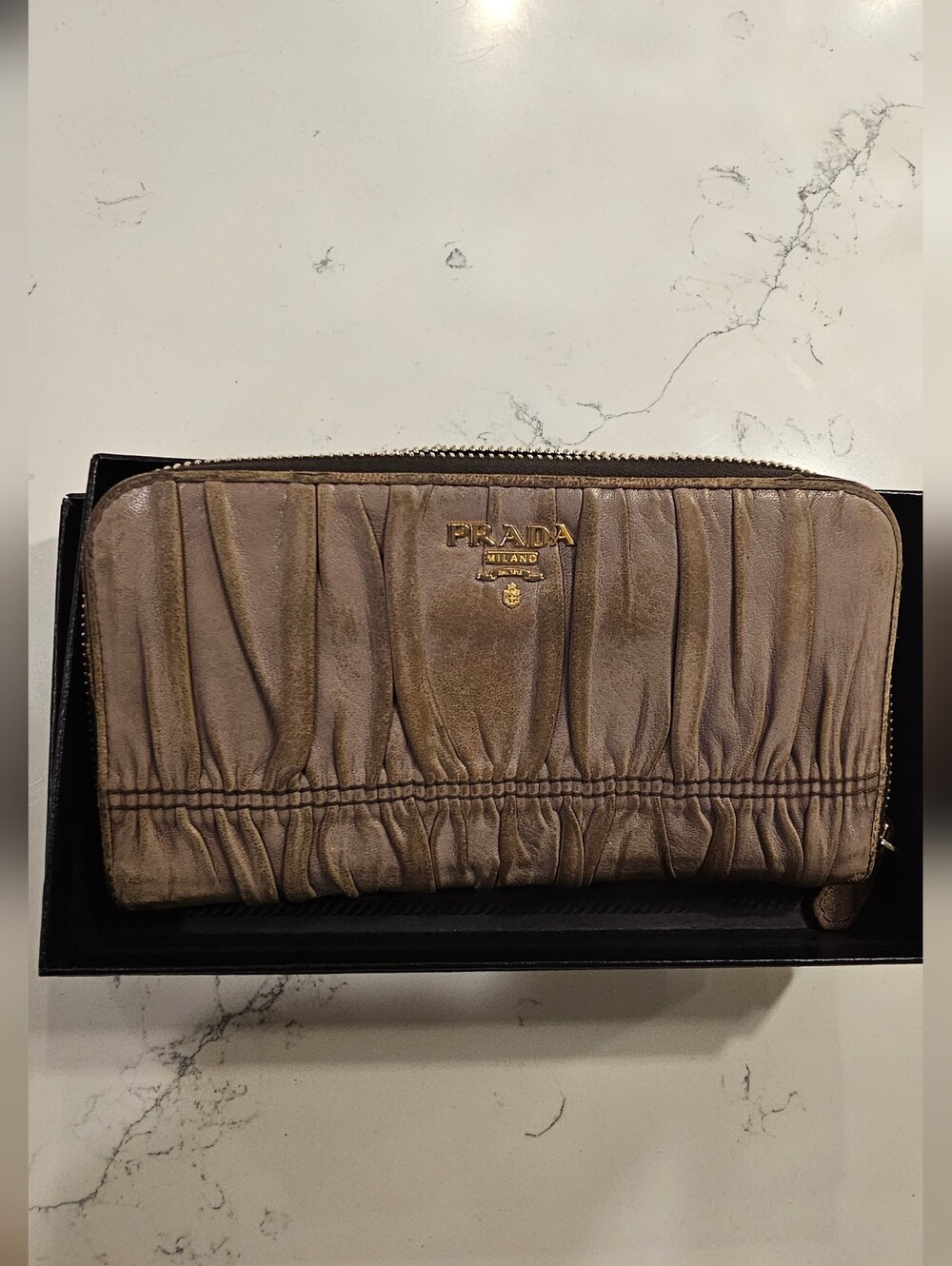 Prada Authentic Quilted Zip Wallet